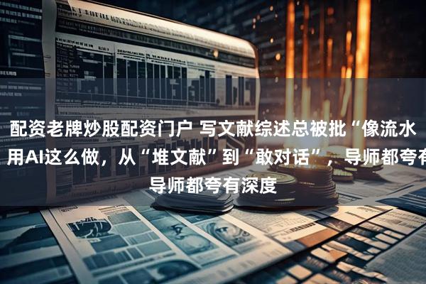 配资老牌炒股配资门户 写文献综述总被批“像流水账”？用AI这么做，从“堆文献”到“敢对话”，导师都夸有深度